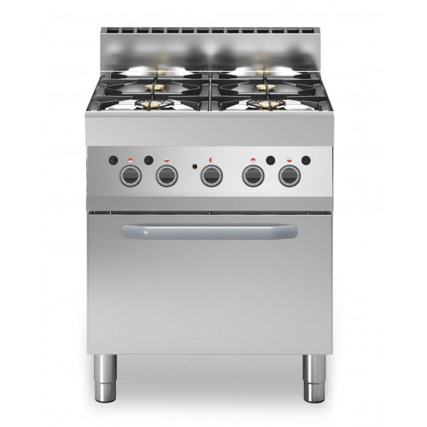 Cucina a gas 4 fuochi MDLR Modello F6570CFGEB Forno elettrico ventilato con porta in acciaio