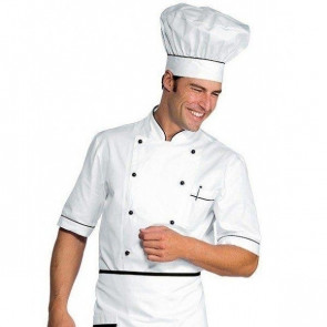 Giacca cuoco Alicante Bianco + nero IC 100% cotone Disponibile in diverse taglie Modello 056801