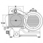 Affettatrice verticale Modello MIRRA 275 C VERT. Motore watt 147 ventilato Hp 0,20 Spessore di taglio mm 13 Piatto mm 230x235