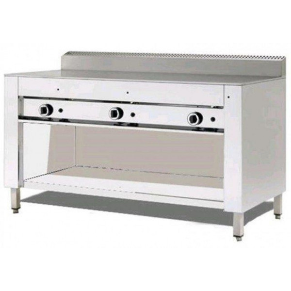 Cuocipiada a gas PL Modello CP10 Piana in acciaio inox su vano inox a giorno Capacità 10 piadine