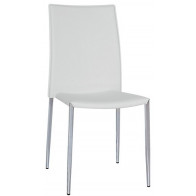 Sedia impilabile da interno TESR Struttura in acciaio cromato Rivestimento in ecopelle Modello 821-RF49C