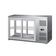 Vetrina refrigerata da banco snack Modello G-HAV111 Vetro dritto e portine scorrevoli da entrambi i lati