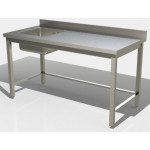 Tavolo da lavoro Acciaio Inox Con alzatina Con Vasca Con telaio/cornice Modello GSR1VS/D147A