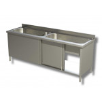 Lavello/Lavatoio Acciaio Inox Armadiato due Vasche su gambe Modello A2V206