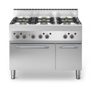 Cucina a gas 6 fuochi MDLR Modello F65110CFGEB Forno elettrico ventilato con porta in acciaio e armadio neutro