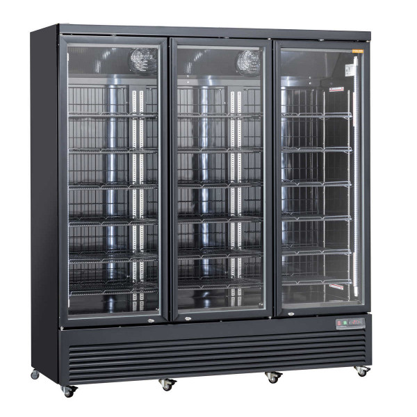 Armadio frigo refrigerato Modello RFG1900B con 3 porte a vetro NERO
