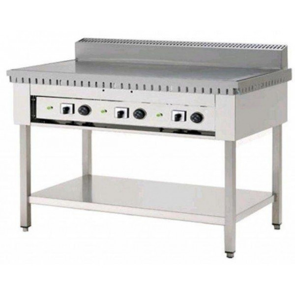 Cuocipiada Elettrico PL Modello CPE8 su trespolo Piana in acciaio inox su gambe in acciaio inox Capacità 8 piadine Piana in acciaio inox