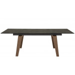 Tavolo da interno TESR Struttura in metallo verniciato, gambe in legno, piano allungabile in vetroceramica spessore 11 mm. Modello 1608-TOP1