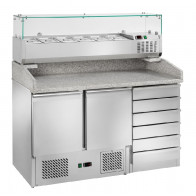 Saladette refrigerata per pizzeria con vetrinetta Modello AK903PD+AK14433 6xGN 1/4