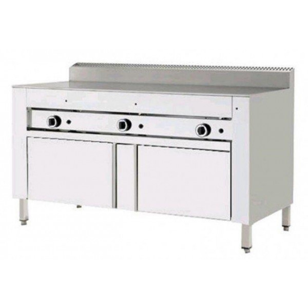 Cuocipiada a gas PL Modello CP10Piana in acciaio inox su vano inox con ante Capacità 10 piadine