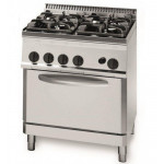 Cucina a gas 4 fuochi con forno a gas Gn 2/1 TX Potenza 26.5 kW Modello PF70GG7