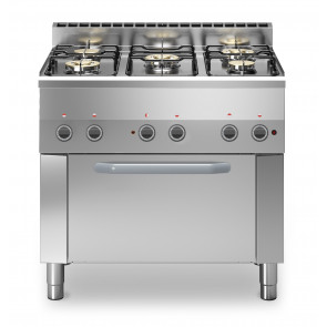 Cucina a gas 5 fuochi MDLR Forno elettrico ventilato GN1/1 Modello F6090CFGE
