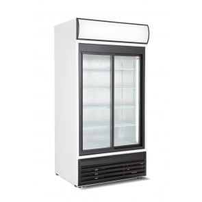 Espositore verticale a refrigerazione ventilata con cassonetto luminoso per bibite COF Modello UBC1000SD
